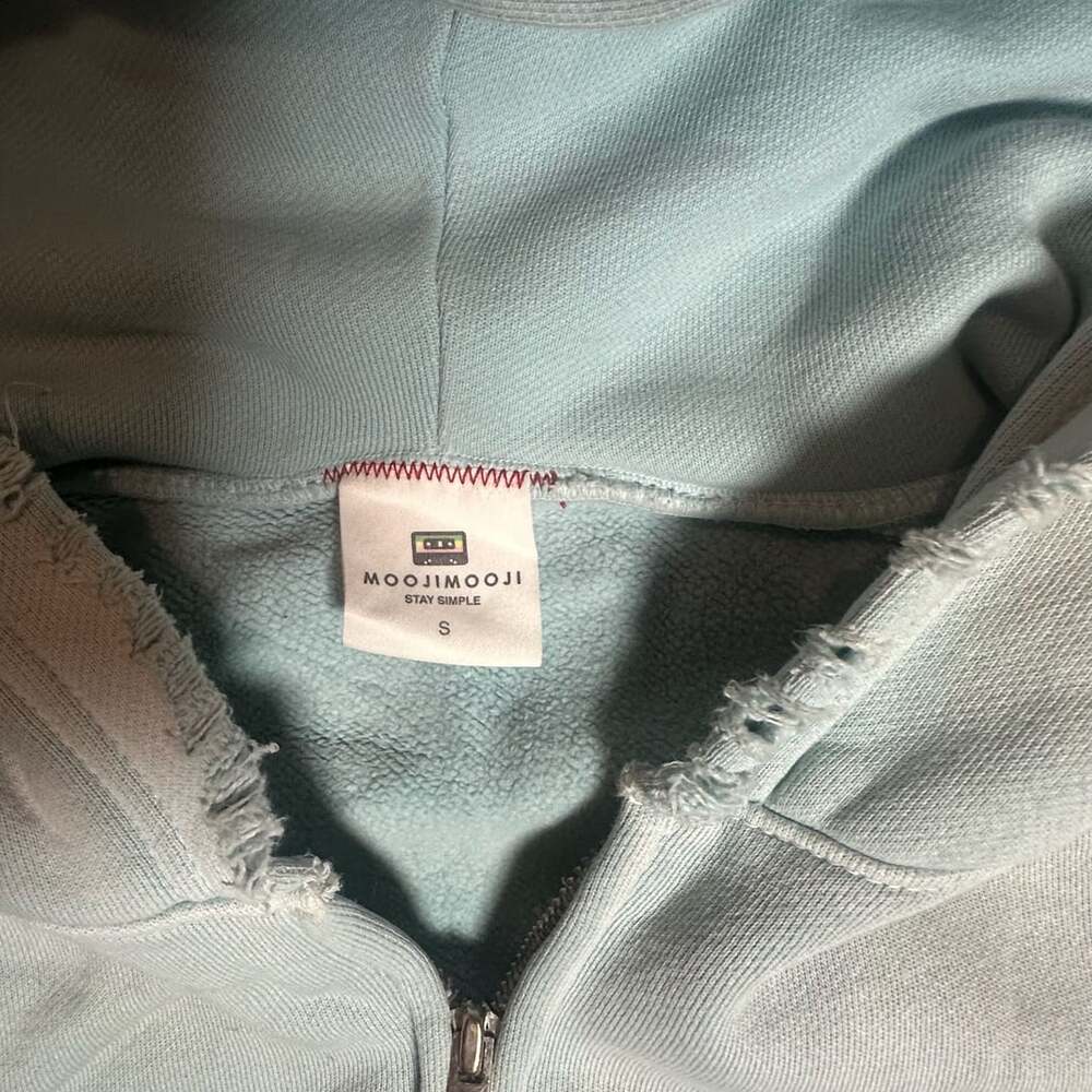 Moojimooji Zip Up Hoodie Size S Blue